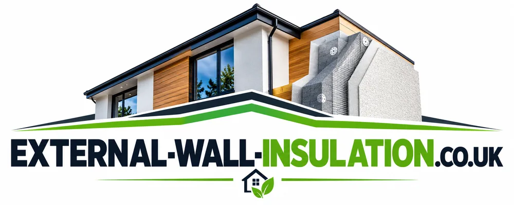 External Wall Insulation logo: a modern house with a cut-away showing insulation layers